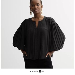 Nine West,Black Pleated Women's Top,Size S